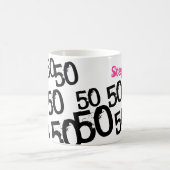 Personalized Pink 50th Birthday Coffee Mug (Center)