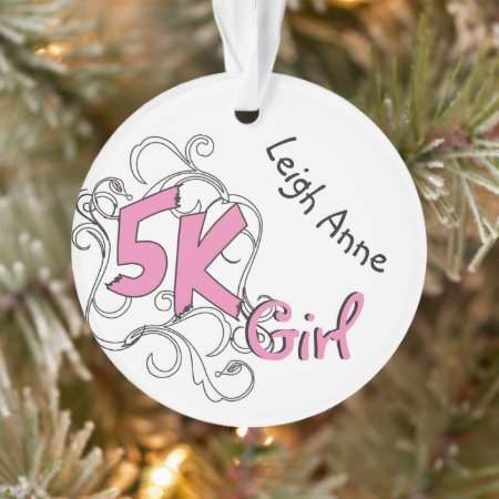 Personalized Pink 5k Girl Runner Design Front Ornament