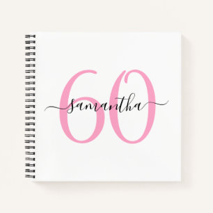 Personalized Pink 60th Birthday Guestbook Notebook