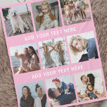 Personalized Pink 9 Photo Collage Fleece Blanket<br><div class="desc">Personalized gift fleecy blanket featuring a girly pink background that can be changed to any color,  9 photos of your choice,  and 2 simple text templates for you to customize.</div>