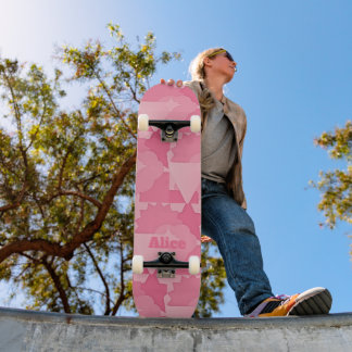 Personalized Pink Abstract Pattern with Name Skateboard