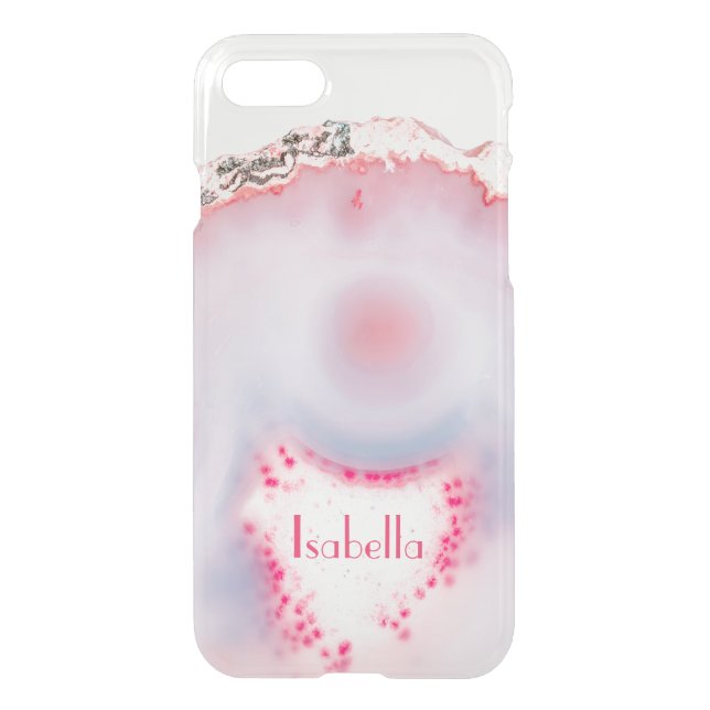 Personalized Pink Agate Gem Crystal Clear case (Back)