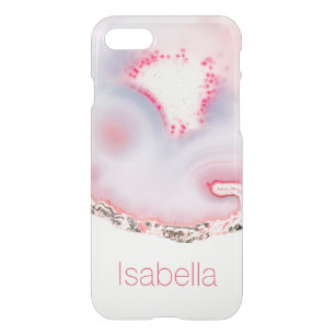 Personalized Pink Agate Gem Crystal Clear case