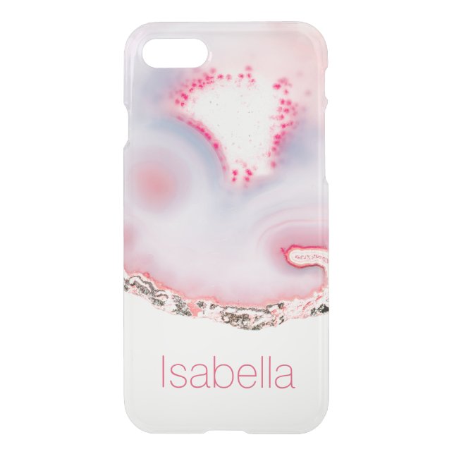 Personalized Pink Agate Gem Crystal Clear case (Back)