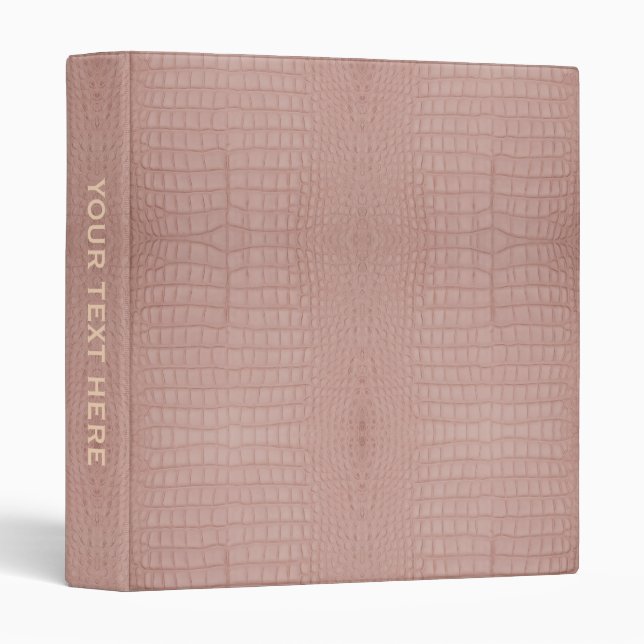 Personalized Pink Alligator Texture Print 3 Ring Binder (Front/Spine)