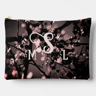 Personalized Pink and Black Abstract Botanical Accessory Pouch