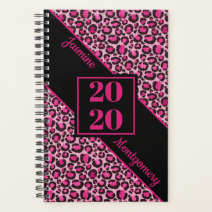 Personalized Pink and Black Leopard Print 2020 Planner