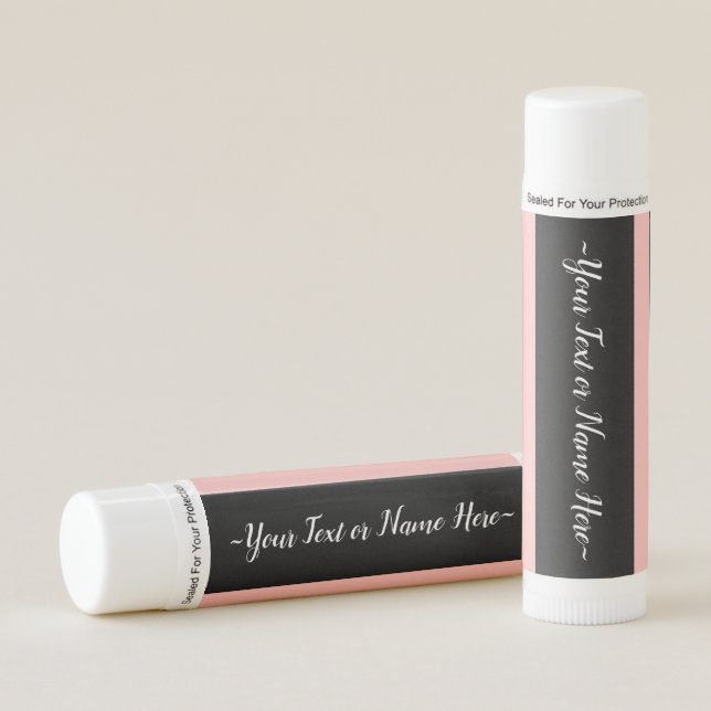 Personalized Pink and Black Lip Balm (Front)