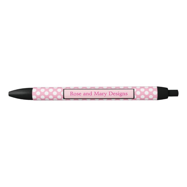 Personalized Pink and Black Polka Dot Pen (Front)