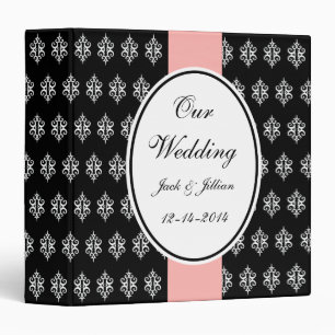 Personalized Pink and Black Wedding Scrapbook 3 Ring Binder