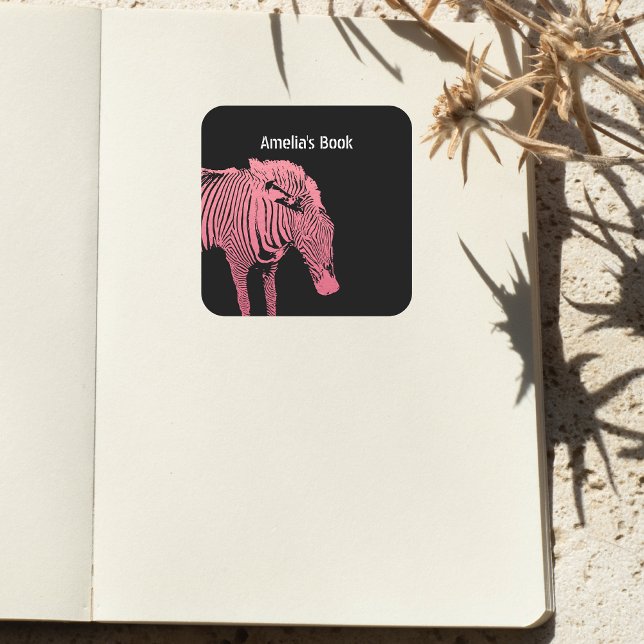 Personalized Pink and black Zebra Bookplate  (Creator Uploaded)