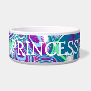 Personalized Pink and Blue Abstract Fluid Art    Bowl