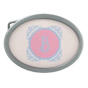 Personalized pink and blue  belt buckle