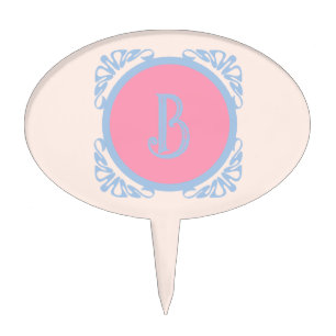 Personalized pink and blue  cake topper