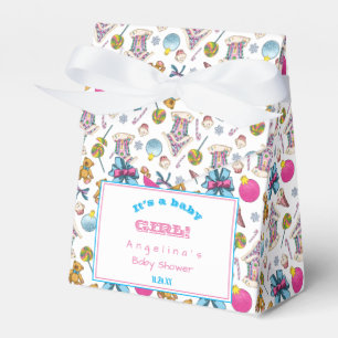 Personalized Pink And Blue Christmas Pattern Favor Boxes