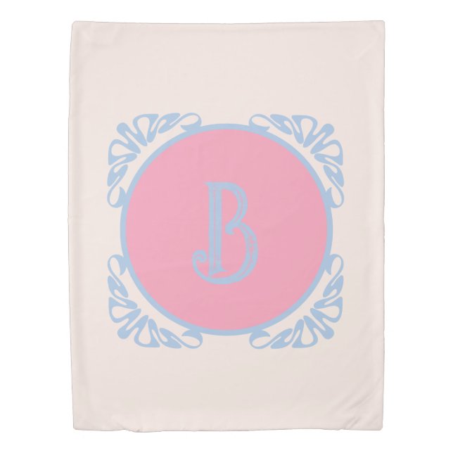 Personalized pink and blue  duvet cover (Front)