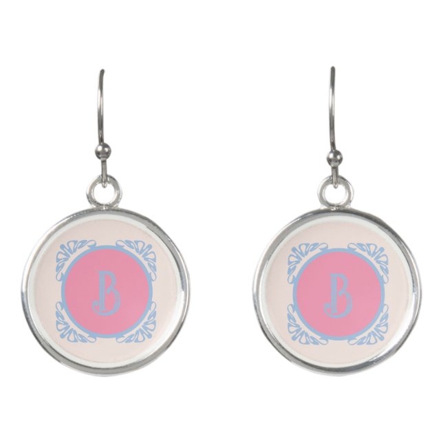 Personalized pink and blue  earrings (Front)