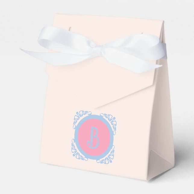 Personalized pink and blue  favor boxes (Front Side)