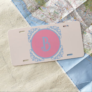 Personalized pink and blue license plate