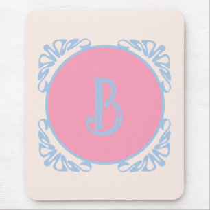 Personalized pink and blue mouse pad