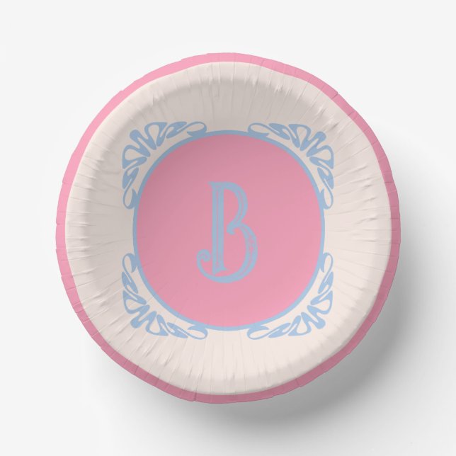 Personalized pink and blue  paper bowls (Front)