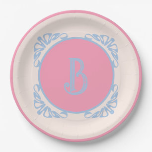 Personalized pink and blue  paper plates