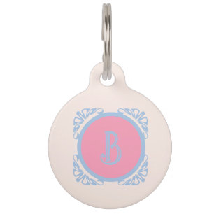 Personalized pink and blue pet ID tag
