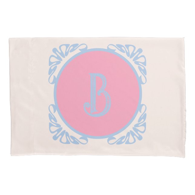 Personalized pink and blue  pillow case (Front)