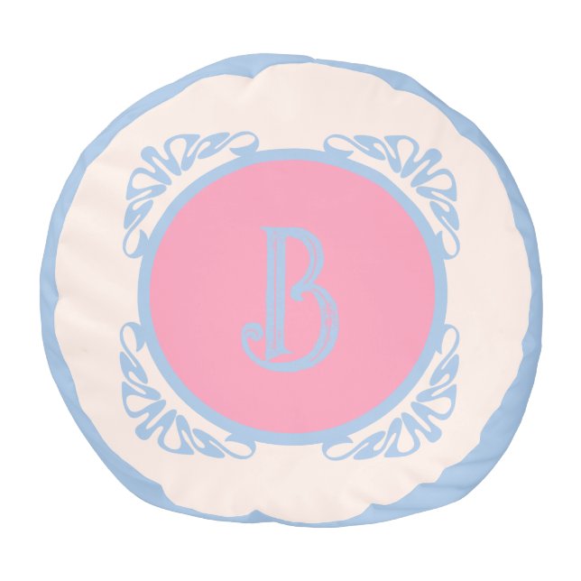 Personalized pink and blue  pouf (Top)
