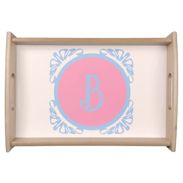 Personalized pink and blue  serving tray (Front)