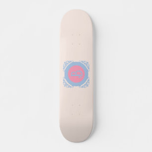 Personalized pink and blue skateboard