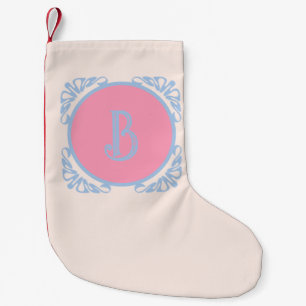 Personalized pink and blue  small christmas stocking