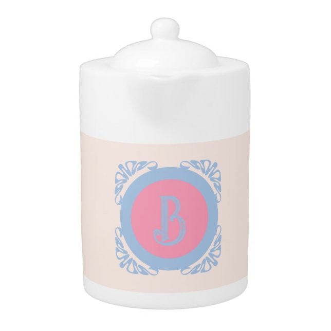 Personalized pink and blue  teapot (Front)