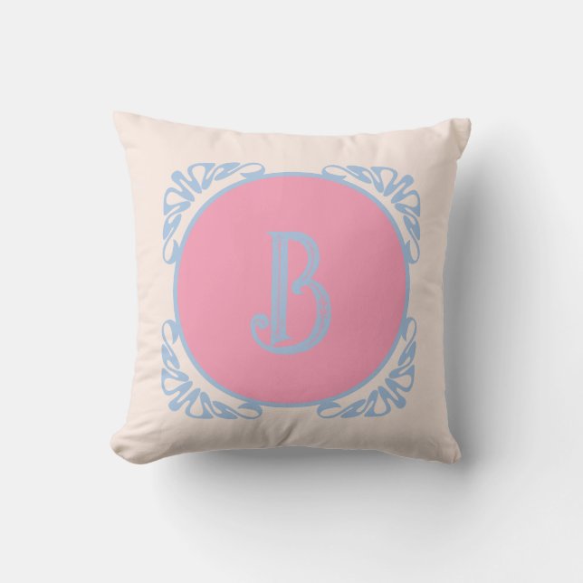 Personalized pink and blue  throw pillow (Front)