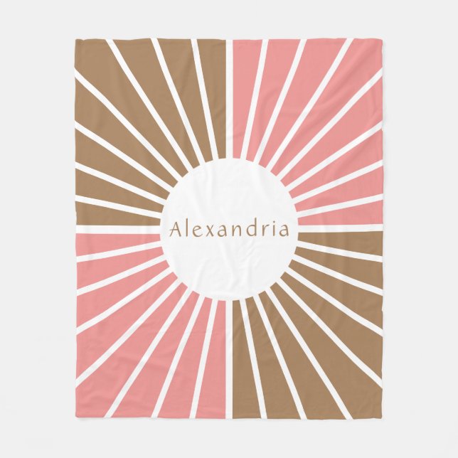 Personalized Pink and Brown Fleece Blanket (Front)