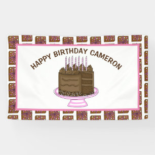 Personalized Pink and Brown Happy Birthday Banner
