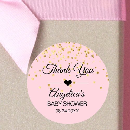 Personalized Pink and Gold Baby Shower Labels