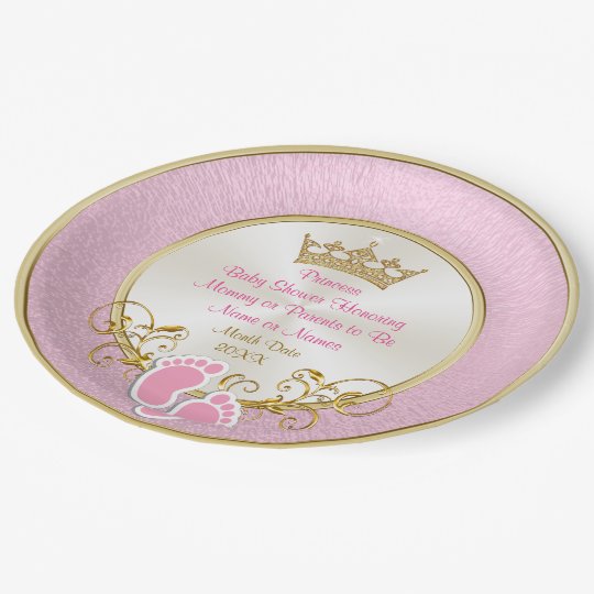 Personalized Pink and Gold Baby Shower Plates