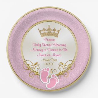 Personalized Pink and Gold Baby Shower Plates