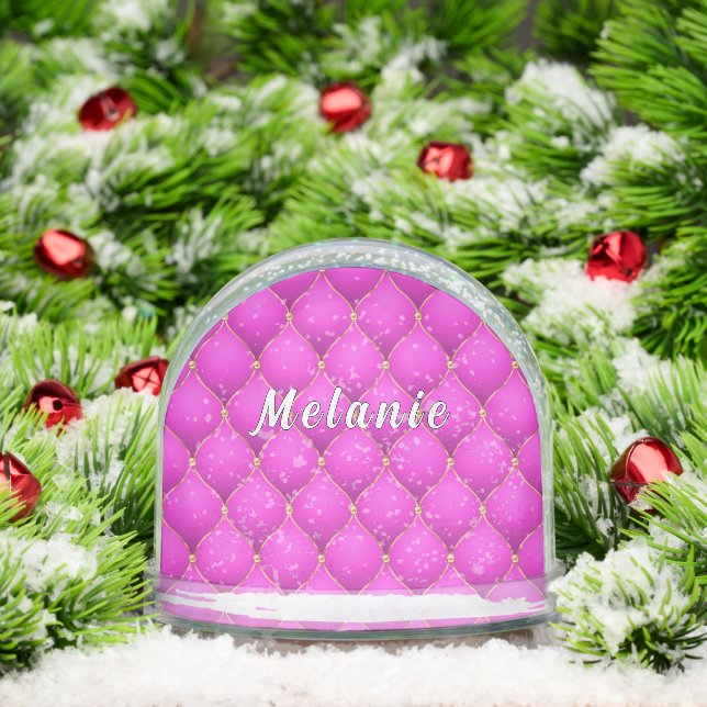 Personalized Pink and Gold Custom Your Name Snow Globe (Christmas)