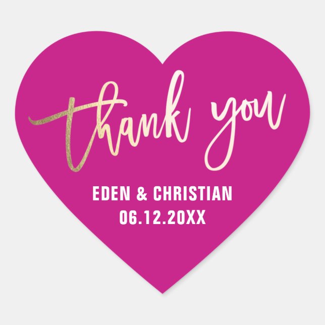 Personalized Pink and Gold Heart Sticker (Front)