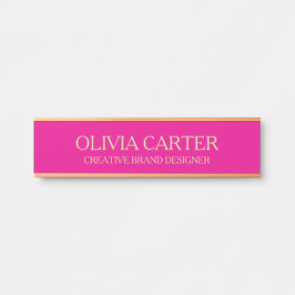Personalized Pink and Gold Office Name Plate Moder