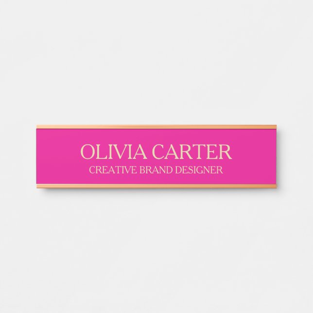 Personalized Pink and Gold Office Name Plate Moder (Front)