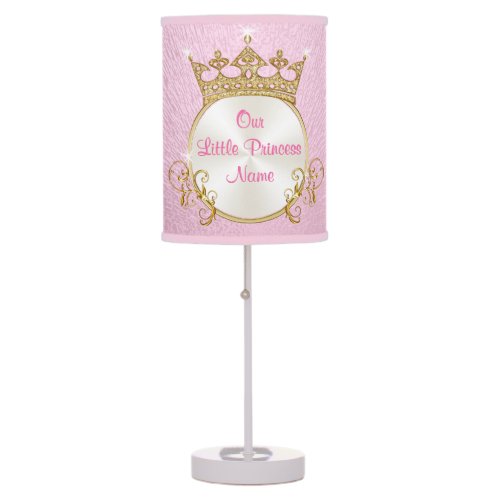 Personalized Pink and Gold Princess Lamp YOUR TEXT