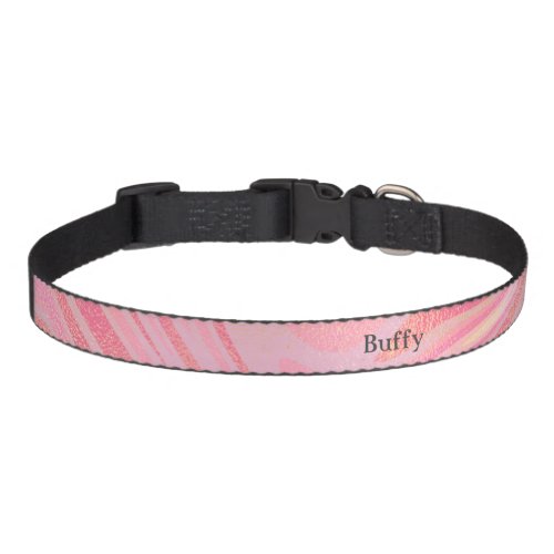 Personalized Pink and Gold Swirl Marble Pet Collar