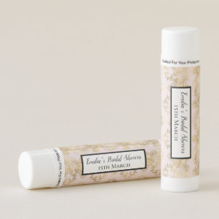 Personalized Pink and Gold Victorian Lip Balm