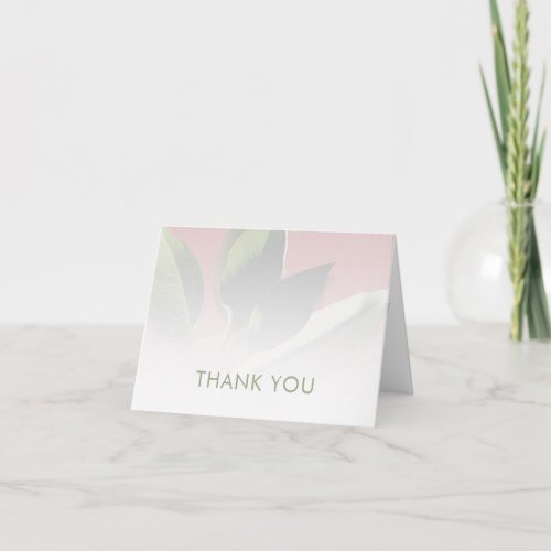 Personalized Pink and Green Greenery Thank You Note Card