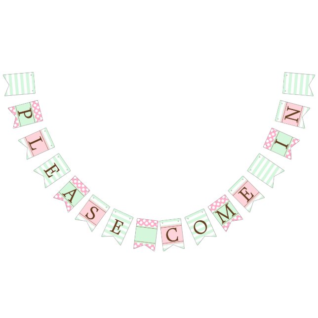 Personalized Pink and Mint Marketing Bunting Flag (All)