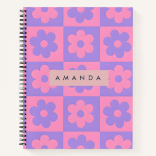 Personalized Pink and Purple Flower Notebook