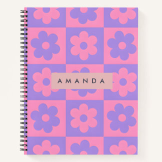 Personalized Pink and Purple Flower Notebook